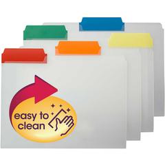 Smead 1/3 Tab Cut Letter Top Tab File Folder - 8 1/2" x 11" - Top Tab Location - Assorted Position Tab Position - Polypropylene - Blue, Red, Green, Yellow, Orange - 25 / Box