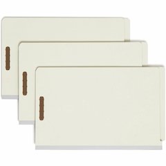 Smead Legal Yes Classification Folder - 8 1/2" x 14" - 2" Expansion - 6 x 2K Fastener - End Tab Location - 2 Divider - 25 pt. - Pressboard - Gray, Green - Tear Resistant - 100% Recycled - 10 / Box