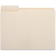 Business Source 1/3 Tab Cut Letter Recycled Top Tab File Folder - 8 1/2" x 11" - 3/4" Expansion - Top Tab Location - Left Tab Position - 11 pt. - 1 Plys - Manila - 10% Recycled - 100 / Box