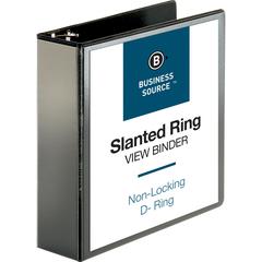 Business Source Basic D-Ring View Binders - 3" Binder Capacity - Letter - 8 1/2" Sheet Size - Fastener: D-Ring - Polypropylene - Black - No - Clear Overlay - 1 Each