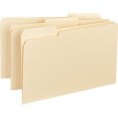 Business Source 1/3 Tab Cut Legal Yes Top Tab File Folder - 8 1/2" x 14" - Top Tab Location - Assorted Tab Position - 11 pt. - 1 Plys - Manila - 10% Recycled - 100 / Box