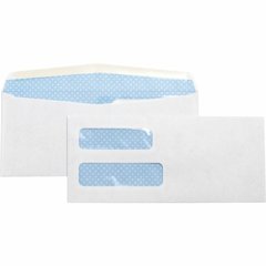 Business Source No. 10 Double-Window Invoice Envelopes - Double Window - #10 - 9 1/2" Width x 4 1/8" Length - 24 lb - Gummed - White - Wove - 1 Box