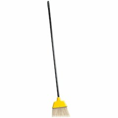 Genuine Joe Angle Broom - Polyvinyl Chloride (PVC) Bristle - 47" Handle Length - 54.5" Overall Length - Plastic Handle - Yellow - 1 Each