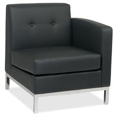 Wall Street Right Arm Chair - Faux Leather Black Seat27" Width x 28" Depth x 30" Height