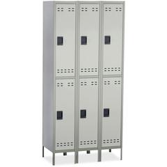 Safco Double-Tier Two-tone 3 Column Locker with Legs - 36" Width x 18" Depth x 78" Height - 3 x Shelf(ves) - Recessed Locking Handle - Gray - Steel - No