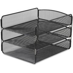 Safco Onyx Letter Tray - 8" Height x 9.25" Width x 11.75" Depth - Desktop - Stackable, Sturdy - Powder Coated - Black - Steel - 1 Each