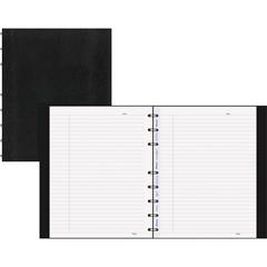 Blueline MiracleBind College Ruled Notebooks - 150 Sheets - 150 Pages - Twin Wirebound - Ruled Margin - 9 1/4" x 7 1/4" - Black Ribbed Cover - Micro Perforated, Index Sheet, Self-adhesive Tab, Pocket,