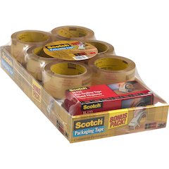 Scotch Premium Packaging Tape with Dispenser - 54.60 yd Length x 1.88" Width x 3.1 mil Thickness - 3" Core - Clear - Synthetic Rubber Resin - Dispenser Included - For Sealing, Splicing, Packing - 12 /