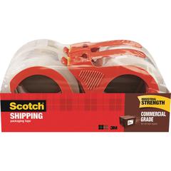 Scotch Commercial-Grade Shipping/Packaging Tape - 54.60 yd Length x 1.88" Width x 3.1 mil Thickness - 3" Core - Clear - Synthetic Rubber Resin - Rubber Resin Backing - Dispenser Included - For Shippin