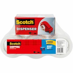 Scotch Heavy-Duty Shipping/Packaging Tape - 54.60 yd Length x 1.88" Width x 3.1 mil Thickness - 3" Core - Clear - Synthetic Rubber Resin - Rubber Resin Backing - Dispenser Included - Breakage Resistan