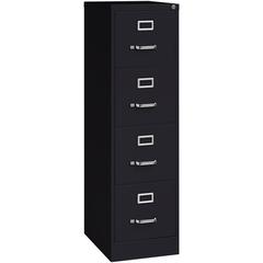 Lorell Fortress Series 22" Commercial-Grade Vertical File Cabinet - 15" Width x 22" Depth x 52" Height - 4 x Drawer(s) for File - Letter - Lockable, Ball-bearing Suspension - Black - Steel - Recycled