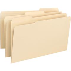 Business Source 1/3 Tab Cut Legal Recycled Top Tab File Folder - 8 1/2" x 14" - 3/4" Expansion - Top Tab Location - Assorted Tab Position - 14 pt. - 1 Plys - Manila - Heavyweight, Durable - 10% Recycl