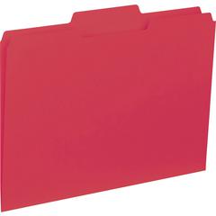 Business Source 1/3 Tab Cut Letter Recycled Top Tab File Folder - 8 1/2" x 11" - Top Tab Location - Assorted Tab Position - 11 pt. - 1 Plys - Red - 10% Recycled - 100 / Box