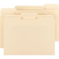 Business Source 1/3 Tab Cut Letter Recycled Top Tab File Folder - 8 1/2" x 11" - 3/4" Expansion - Top Tab Location - Assorted Tab Position - 9.5 pt. - 1 Plys - Manila - 10% Recycled - 150 / Box