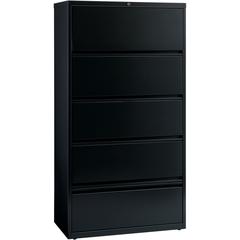 Lorell Fortress Series Lateral File - 36" Width x 18.6" Depth x 69" Height - 5 x Drawer(s) for File - Legal, Letter, A4 - Leveling Glide, Ball-bearing Suspension, Interlocking, Heavy Duty, Recessed Ha