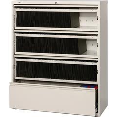 Lorell Fortress Lateral File with Roll-Out Shelf - 42" x 18.6" x 52.5" - 4 x Drawer(s) for File - Legal, A4, Letter - Heavy Duty, Recessed Handle, Ball-bearing Suspension, Leveling Glide, Interlocking