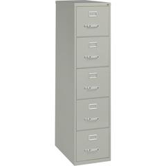 Lorell Fortress Series 26-1/2" Commercial-Grade Vertical File Cabinet - 15" Width x 26.5" Depth x 61.6" Height - 5 x Drawer(s) for File - Letter - Vertical - Security Lock, Ball-bearing Suspension, He