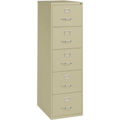 Lorell Fortress Series 26-1/2" Commercial-Grade Vertical File Cabinet - 18" Width x 26.5" Depth x 61" Height - 5 x Drawer(s) for File - Legal - Vertical - Ball-bearing Suspension, Security Lock, Heavy