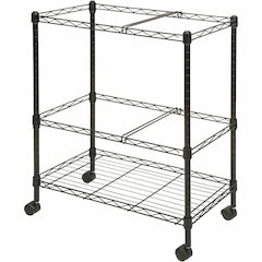 Lorell 2-Tier Wire Mobile File Cart - 4 Casters - Steel - 26" Width x 12.50" Depth x 30" Height - Black - 1 Each