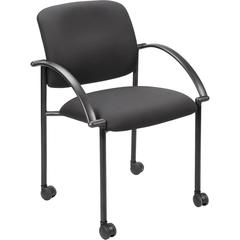 Lorell Upholstered Guest Chair with Arms - Black Seat Color - Black Frame Color - Steel Frame Material - Four-legged Base - Black - Armrest - 2 / Carton