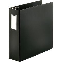 Business Source Slanted D-ring Binders - 3" Binder Capacity - 3 Ring - Fastener: D-Ring - Pocket: 2, Internal - Chipboard, Polypropylene - Black - No - Refillable, Non-stick, Spine Label, Gap-free Rin