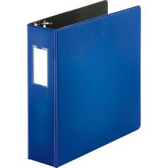 Business Source Slanted D-ring Binders - 3" Binder Capacity - 3 Ring - Fastener: D-Ring - Pocket: 2, Internal - Chipboard, Polypropylene - Blue - No - PVC-free, Non-stick, Spine Label, Gap-free Ring, 