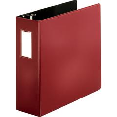 Business Source Slanted D-ring Binders - 4" Binder Capacity - 3 Ring - Fastener: D-Ring - Pocket: 2, Internal - Chipboard, Polypropylene - Burgundy - No - PVC-free, Non-stick, Label Holder, Gap-free R