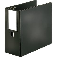 Business Source Slanted D-ring Binders - 5" Binder Capacity - Letter - 8 1/2" x 11" Sheet Size - 3 Ring - Fastener: D-Ring - Pocket: 2, Internal - Chipboard, Polypropylene - Black - No - PVC-free, Non