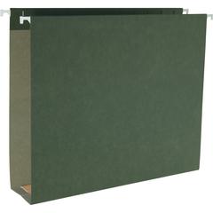 Business Source 1/5 Tab Cut Legal Yes Hanging Folder - 8 1/2" x 14" - Capacity2" Expansion - Standard Green - 10% Recycled - 25 / Box