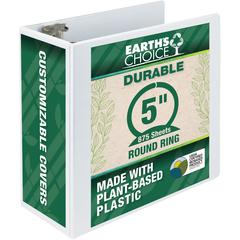 Samsill Earth's Choice Plant-based Durable View Binder - 5" Binder Capacity - Letter - 8 1/2" x 11" Sheet Size - 875 Sheet Capacity - 3 x Round Ring Fastener(s) - 2 Internal Pocket(s) - Chipboard, Pla