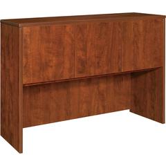 Lorell Essentials Series Stack-on Hutch with Doors - 36" Height x 59" Width x 14.8" Depth - 3 Door(s) - Finish: Cherry, Laminate - Cord Management - 1 Each