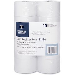 Business Source 1-Ply 155' Adding Machine Paper Rolls - 1 3/4" x 155 ft - 10 / Pack - Sustainable Forestry Initiative (SFI) - Lint-free - White