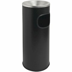 Genuine Joe Fire-safe 3-Gallon Ashtray Receptacle - 3 gal Capacity - Removable Lid, Fire-Safe - 28" Height x 11" Width - Aluminum, Stainless Steel - Aluminum, Black - 1 Each