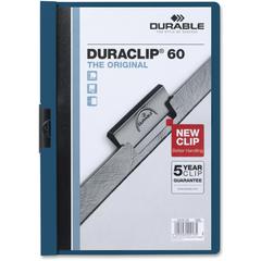 DURABLE DURACLIP Letter No Report Cover - 8 1/2" x 11" - 60 Sheets Capacity - 1 Fastener - Vinyl - Dark Blue - 25 / Box