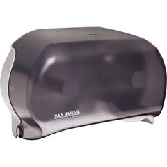 San Jamar Dual Roll Tissue Dispenser - Roll Dispenser - 2 x Roll - 12.8" Height x 12.2" Width x 5.7" Depth - Plastic - Black Pearl - Ergonomic, Hygienic, Translucent, Compact, Contemporary Style, Dura
