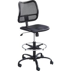 Safco Vue Extended-Height Vinyl Chair - Black Vinyl, Nylon, Polyester Seat - Black Back - 5-star Base - 1 Each