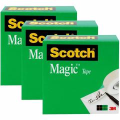 Scotch 3/4"W Magic Tape - 27.78 yd Length x 0.75" Width - 1" Core - For Mending, Office, Home, School - 3 / Pack - Matte - Clear