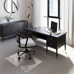 ES ROBBINS EverLife Chair Mat with Lip - Pile Carpet - 53" Length x 45" Width x 0.100" Thickness - Lip Size 12" Length x 25" Width - Vinyl - Clear - 1 Each