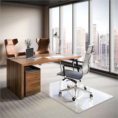 ES ROBBINS EverLife Rectangular Chair Mat - Pile Carpet - 60" Length x 46" Width x 0.250" Thickness - Rectangular - Vinyl - Clear - 1 Each