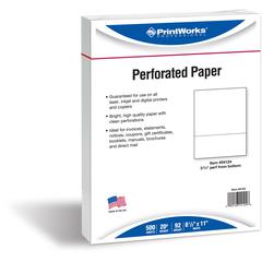 PrintWorks Professional Pre-Perforated Paper for Invoices, Statements, Gift Certificates & More - Letter - 8 1/2" x 11" - 20 lb Basis Weight - Smooth - 500 / Ream - Perforated - White