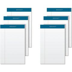 TOPS Docket Narrow Rule Writing Tablet - 50 Sheets - Double Stitched - 16 lb Basis Weight - Jr.Legal - 5" x 8" Sheet Size - 8" Height x 5" Width - White Paper - Rigid, Heavyweight, Bleed Resistant, Pe
