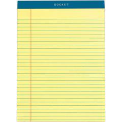 TOPS Docket Legal Rule Writing Pads - 50 Sheets - Double Stitched - 16 lb Basis Weight - 8 1/2" x 11 3/4" Sheet Size - 11.75" Height x 8.5" Width - Canary Paper - Rigid, Heavyweight, Bleed Resistant, 