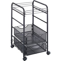 Safco Onyx Mesh Open File with Drawers - 2 Drawer - 75 lb Load Capacity - 4 Casters - 1.50" Caster Size - Steel - 15.75" Width x 17" Depth x 27" Height - Black Steel Frame - Black - 1 Each