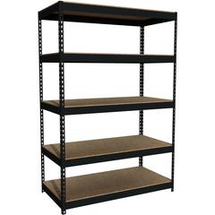 Lorell Fortress Riveted Shelving - 5 Shelf(ves) - 72" Height x 48" Width x 24" Depth - Rust Resistant - 28% Recycled - Black - Steel - 1 Each