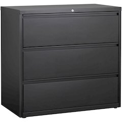 Lorell Fortress Series Lateral File - 42" x 18.6" x 40.3" - 3 x Drawer(s) for File - Letter, Legal, A4 - Lateral - Locking Drawer, Magnetic Label Holder, Ball-bearing Suspension, Leveling Glide - Blac