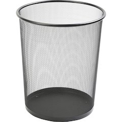 Lorell Mesh Waste Bin - 4.70 gal Capacity - Round - 14.3" Height x 12" Diameter - Steel - Black - 1 Each