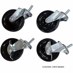 Lorell Industrial Wire Shelving Caster Kit - 4" Diameter - Black - 1 Set