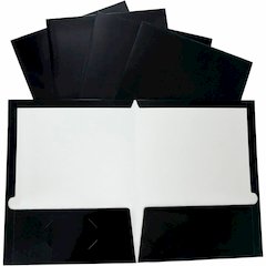 Business Source Letter No Pocket Folder - 8 1/2" x 11" - 100 Sheets Capacity - 2 Internal Pocket - Black - Laminated, Die-cut, Durable - 100 / Box