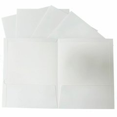 Business Source Letter Pocket Folder - 8 1/2" x 11" - 100 Sheets Capacity - 2 Internal Pocket - White - Laminated, Durable, Die-cut - 1 Box