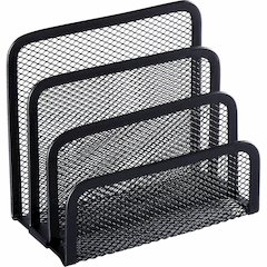 Lorell Mesh Vertical Desktop File Sorter - 4 Divider(s) - 5.63" Height x 5.25" Width x 3.13" Depth - Black - Steel - 1 Each